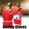 Boxing Gloves Leather Gel Punching Fighting MMA Muay Thai Red 2