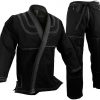 BJJ Gi Kimono 100% Cotton Preshrunk Jiu Jitsu Uniform Black 2